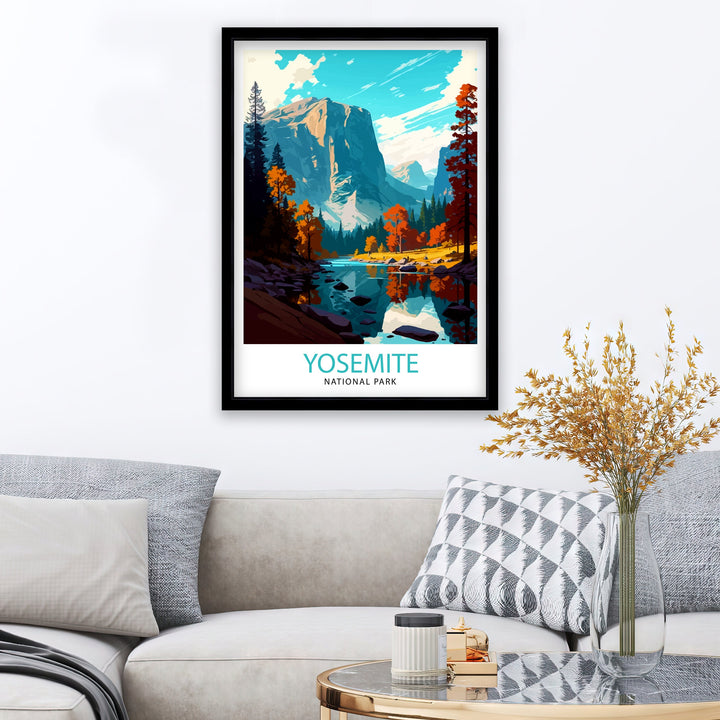 Yosemite National Park Travel Print| Yosemite Wall Art Yosemite Home Living Decor Yosemite Illustration Travel Poster Gift for Yosemite Fans
