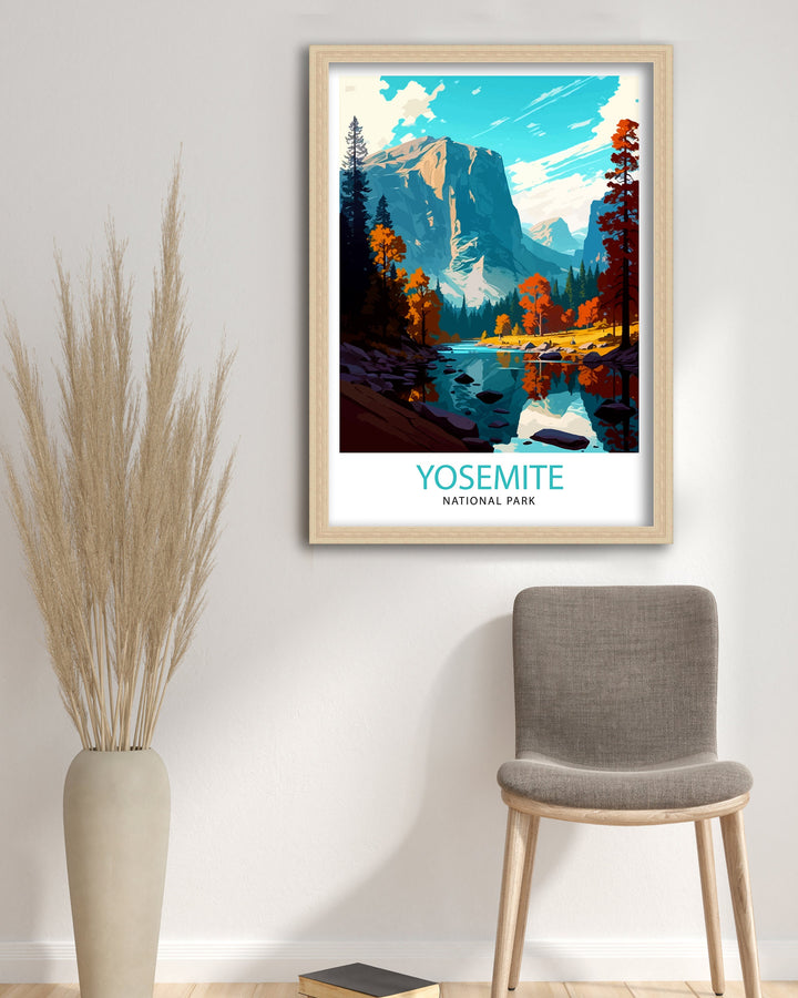Yosemite National Park Travel Print| Yosemite Wall Art Yosemite Home Living Decor Yosemite Illustration Travel Poster Gift for Yosemite Fans