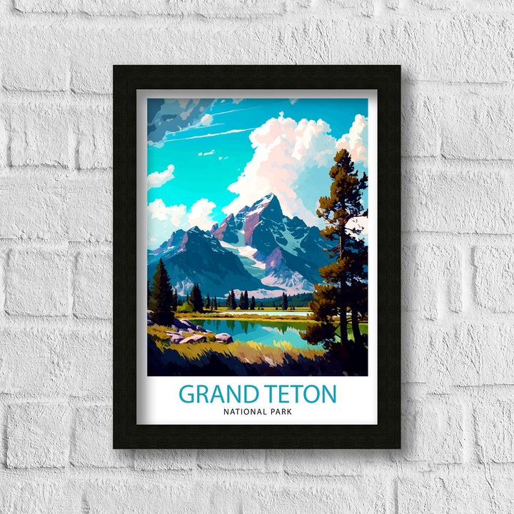 Grand Teton National Park Travel Print| Mountain Wall Art Wyoming Home Decor Nature Poster | Adventure Gift