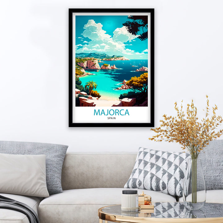 Majorca Spain Travel Print Majorca Wall Decor Majorca Home Living Decor Majorca Spain Illustration Travel Poster Gift for Majorca Spain
