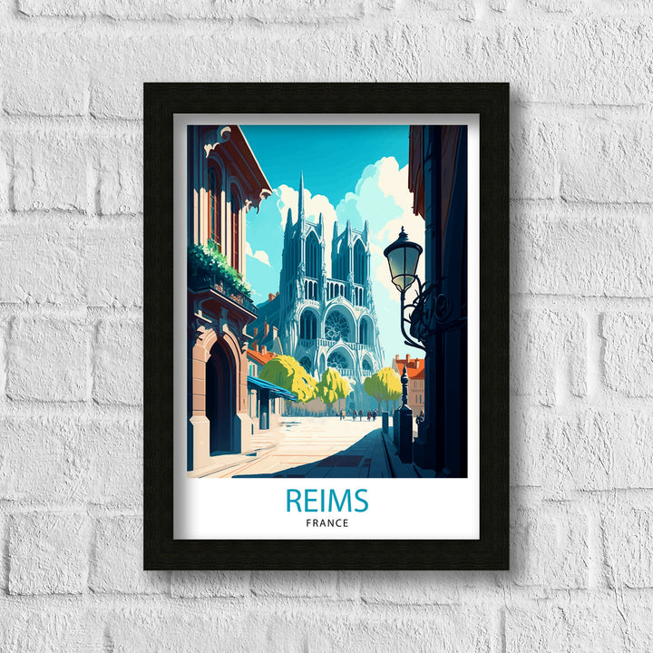 Reims France Travel Print Reims Wall Decor Reims Home Living Decor Reims France Illustration Travel Poster Gift for Reims France Home Decor