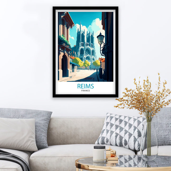 Reims France Travel Print Reims Wall Decor Reims Home Living Decor Reims France Illustration Travel Poster Gift for Reims France Home Decor