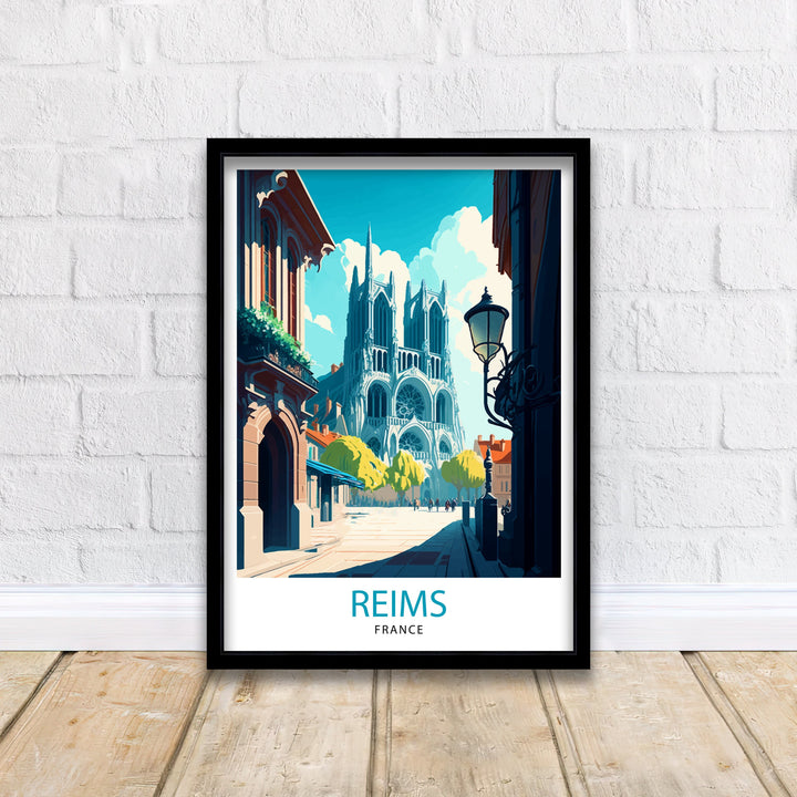 Reims France Travel Print Reims Wall Decor Reims Home Living Decor Reims France Illustration Travel Poster Gift for Reims France Home Decor