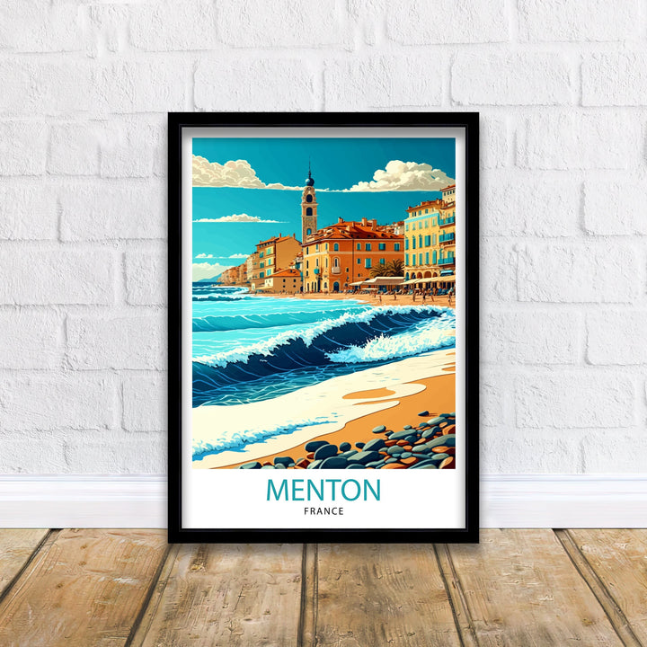 Menton France Travel Print Menton Wall Decor Menton Home Living Decor Menton France Illustration Travel Poster Gift for Menton France