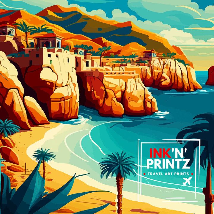 Cabo San Lucas Travel Print Cabo San Lucas Wall Decor Cabo San Lucas Home Living Decor Cabo San Lucas Illustration Travel Poster Gift for