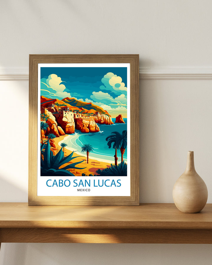 Cabo San Lucas Travel Print Cabo San Lucas Wall Decor Cabo San Lucas Home Living Decor Cabo San Lucas Illustration Travel Poster Gift for