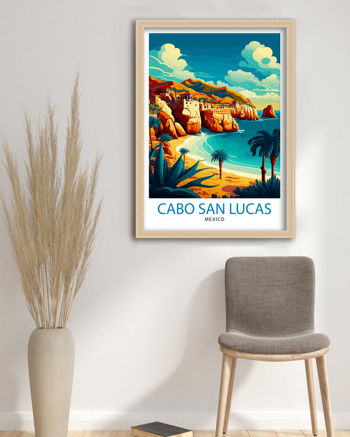 Cabo San Lucas Travel Print Cabo San Lucas Wall Decor Cabo San Lucas Home Living Decor Cabo San Lucas Illustration Travel Poster Gift for