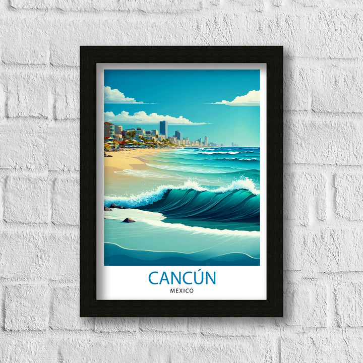 Cancun Mexico Travel Print Cancun Wall Decor Cancun Home Living Decor Cancun Illustration Travel Poster Gift for Cancun Mexico Home Decor