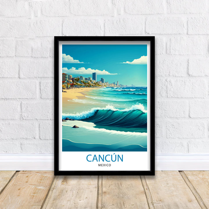 Cancun Mexico Travel Print Cancun Wall Decor Cancun Home Living Decor Cancun Illustration Travel Poster Gift for Cancun Mexico Home Decor