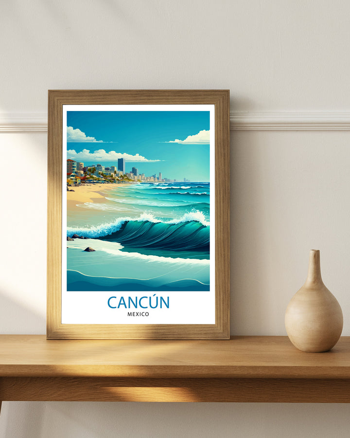 Cancun Mexico Travel Print Cancun Wall Decor Cancun Home Living Decor Cancun Illustration Travel Poster Gift for Cancun Mexico Home Decor