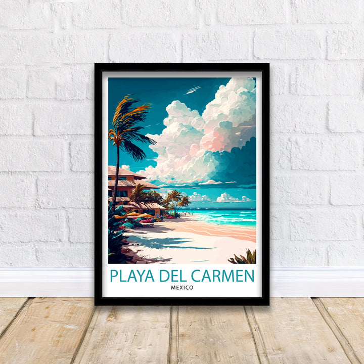 Playa del Carmen Travel Print Playa del Carmen Wall Decor Playa del Carmen Home Living Decor Playa del Carmen Illustration Travel Poster