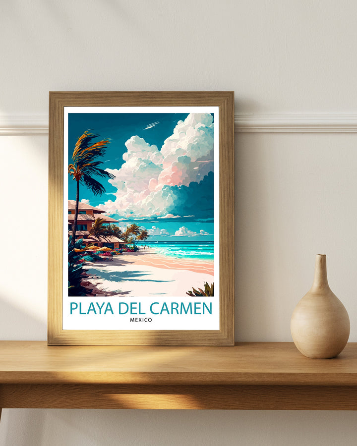 Playa del Carmen Travel Print Playa del Carmen Wall Decor Playa del Carmen Home Living Decor Playa del Carmen Illustration Travel Poster