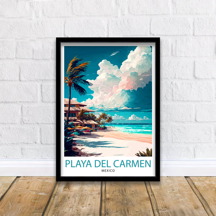 Playa del Carmen Travel Print Playa del Carmen Wall Decor Playa del Carmen Home Living Decor Playa del Carmen Illustration Travel Poster