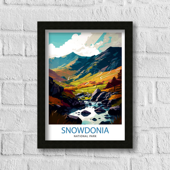 Snowdonia National Park Travel Poster Wall Art Decor Snowdonia Illustration Travel Poster Wales Home Decor Mountain Landscape Poster