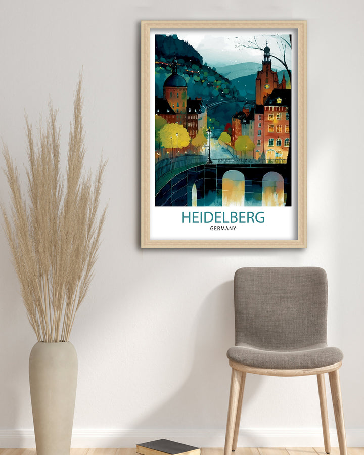 Heidelberg Germany Travel Print Heidelberg Wall Art Heidelberg Home Decor Germany Illustration Travel Poster Gift for Germany