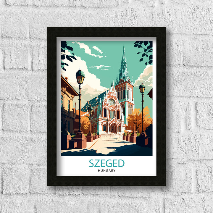 Szeged Hungary Travel Print Szeged Wall Art Szeged Travel Poster Hungary Illustration Szeged Cityscape Hungary Souvenir Szeged Home Decor