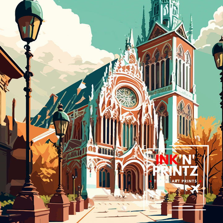 Szeged Hungary Travel Print Szeged Wall Art Szeged Travel Poster Hungary Illustration Szeged Cityscape Hungary Souvenir Szeged Home Decor