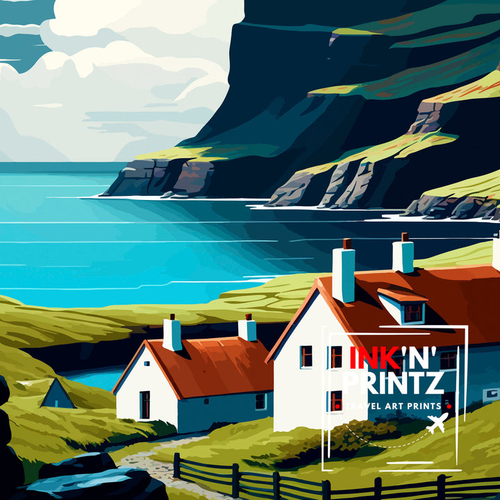 Faroe Islands Travel Print Faroe Islands Wall Art Faroe Islands Home Decor Faroe Islands Illustration Travel Poster Gift for Faroe Islands