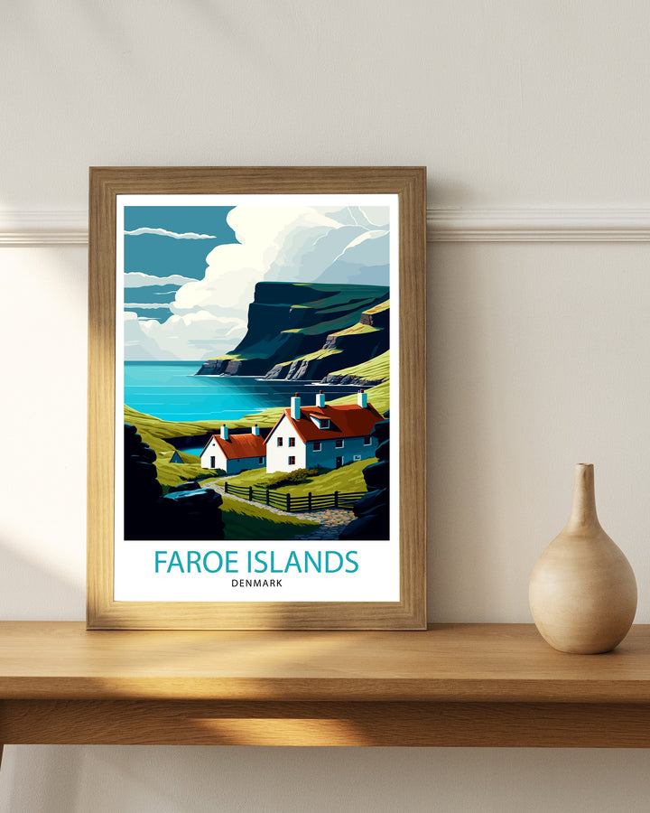 Faroe Islands Travel Print Faroe Islands Wall Art Faroe Islands Home Decor Faroe Islands Illustration Travel Poster Gift for Faroe Islands