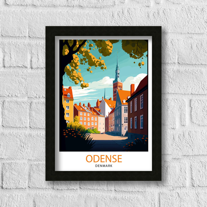 Odense Denmark Travel Print Odense Wall Art Denmark Travel Poster Odense Cityscape Illustration Odense Home Decor Denmark Gift