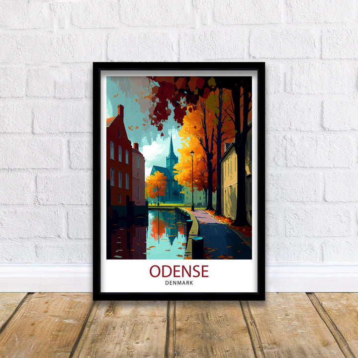 Odense Denmark Travel Print Odense Wall Art Denmark Travel Poster Odense Cityscape Illustration Odense Home Decor Denmark Gift