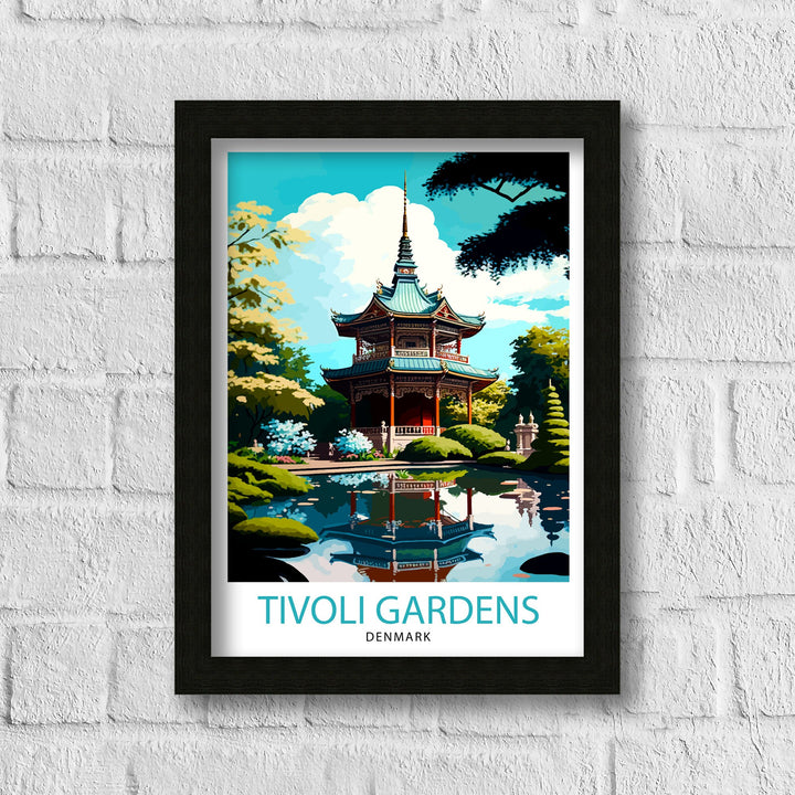 Tivoli Gardens Travel Print Tivoli Wall Decor Denmark Travel Poster Tivoli Illustration Tivoli Gift Tivoli Home Decor