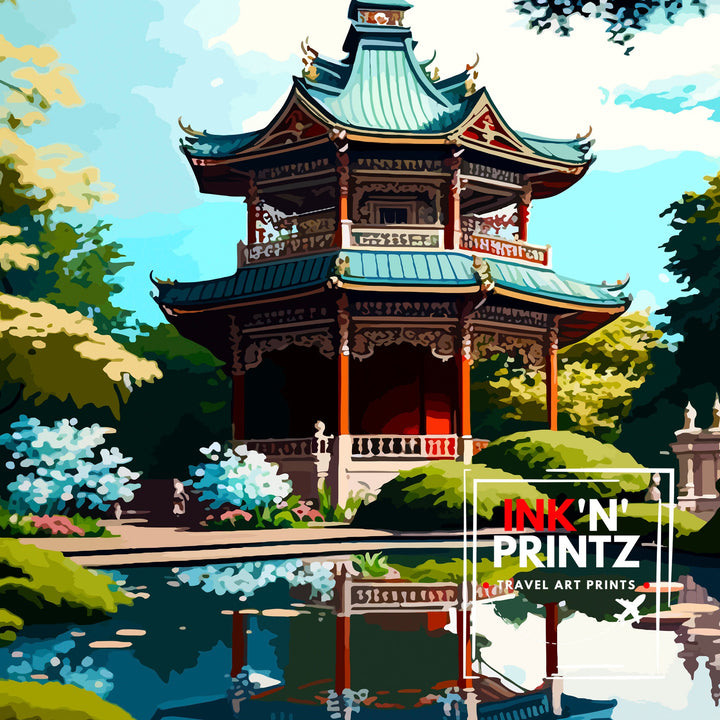 Tivoli Gardens Travel Print Tivoli Wall Decor Denmark Travel Poster Tivoli Illustration Tivoli Gift Tivoli Home Decor