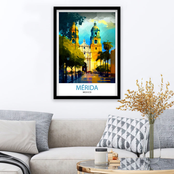 Merida Mexico Travel Print Merida Wall Art Merida Home Decor Merida Illustration Print Mexico Travel Poster Gift for Merida Lovers