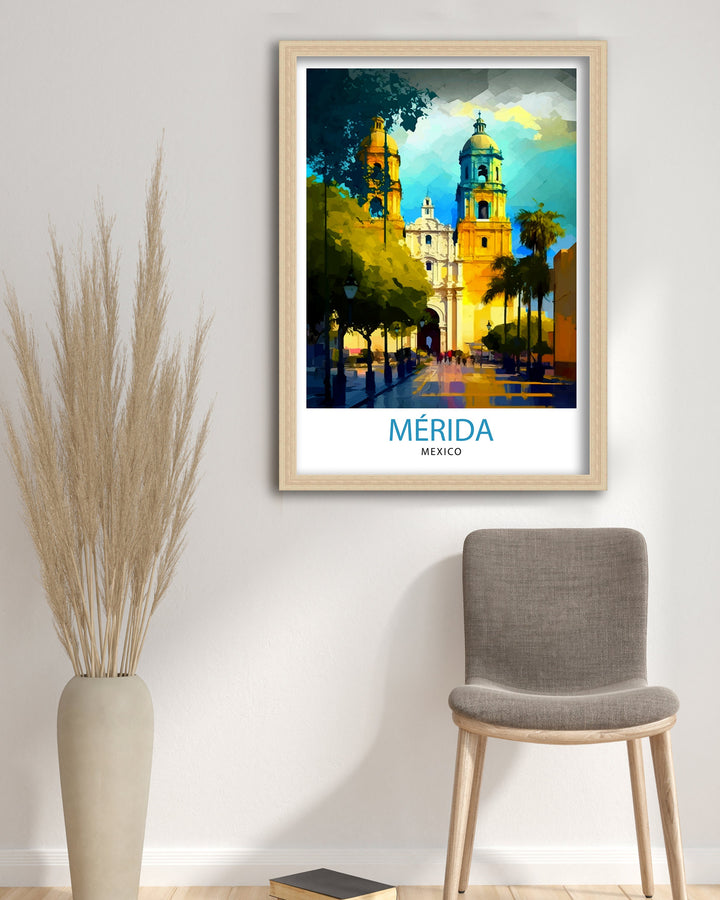 Merida Mexico Travel Print Merida Wall Art Merida Home Decor Merida Illustration Print Mexico Travel Poster Gift for Merida Lovers