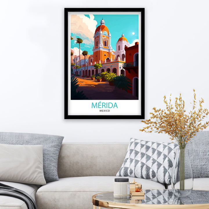 Merida Mexico Travel Print Merida Wall Art Merida Home Decor Merida Illustration Print Mexico Travel Poster Gift for Merida Lovers