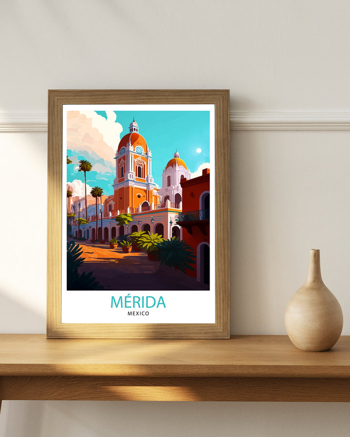 Merida Mexico Travel Print Merida Wall Art Merida Home Decor Merida Illustration Print Mexico Travel Poster Gift for Merida Lovers