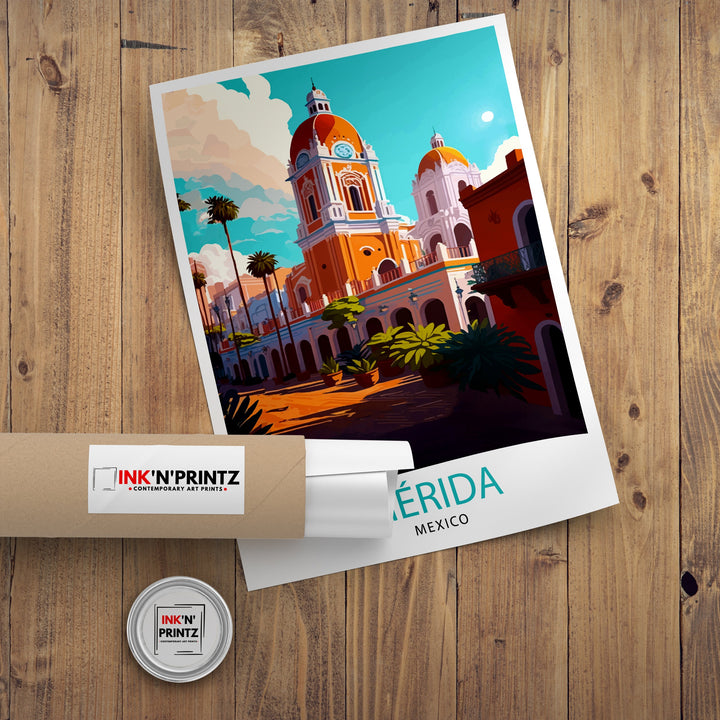 Merida Mexico Travel Print Merida Wall Art Merida Home Decor Merida Illustration Print Mexico Travel Poster Gift for Merida Lovers