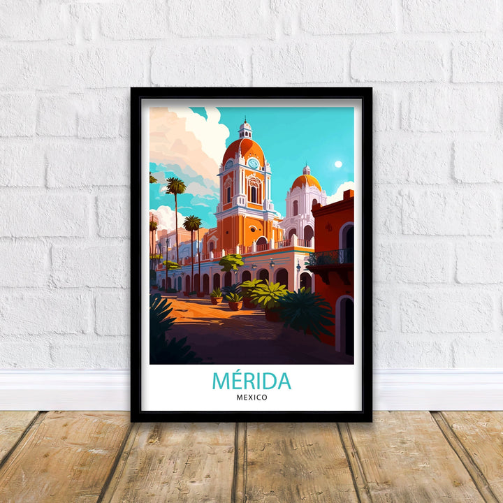 Merida Mexico Travel Print Merida Wall Art Merida Home Decor Merida Illustration Print Mexico Travel Poster Gift for Merida Lovers