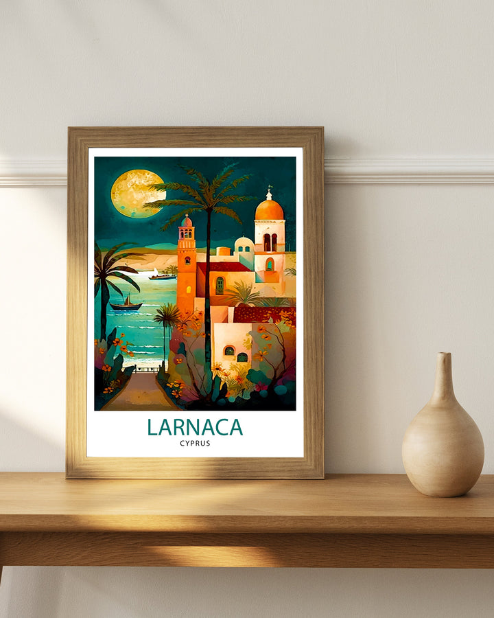 Larnaca Cyprus Travel Print Larnaca Wall Decor Larnaca Home Living Decor Larnaca Illustration Travel Poster Gift For Larnaca Cyprus Home