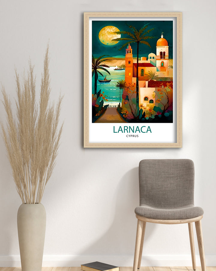 Larnaca Cyprus Travel Print Larnaca Wall Decor Larnaca Home Living Decor Larnaca Illustration Travel Poster Gift For Larnaca Cyprus Home