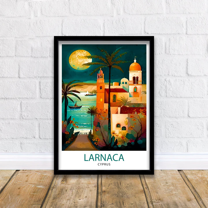 Larnaca Cyprus Travel Print Larnaca Wall Decor Larnaca Home Living Decor Larnaca Illustration Travel Poster Gift For Larnaca Cyprus Home