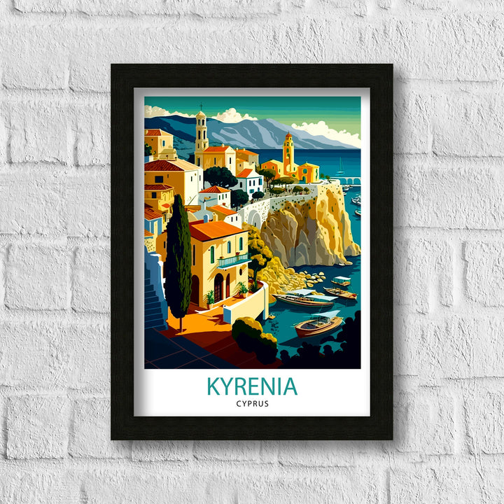 Kyrenia Cyprus Travel Print Kyrenia Wall Art Cyprus Illustration Travel Poster Gift For Kyrenia Cyprus Home Decor