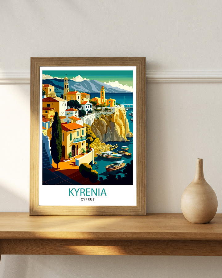 Kyrenia Cyprus Travel Print Kyrenia Wall Art Cyprus Illustration Travel Poster Gift For Kyrenia Cyprus Home Decor