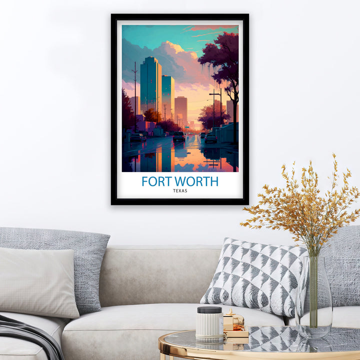 Fort Worth Texas Travel Print| Fort Worth Wall Decor Fort Worth Poster Texas Travel Prints Fort Worth Art Print Fort Worth Illustration