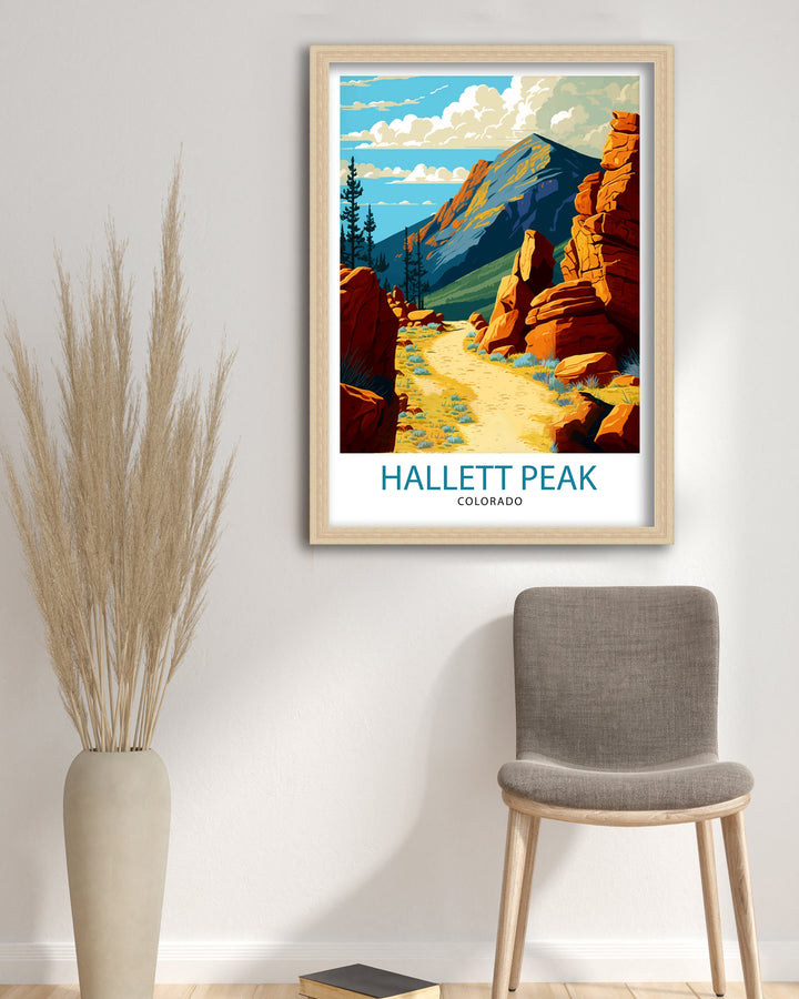 Hallett Peak Colorado Travel Poster Rocky Mountain Wall Decor Colorado Mountain Art Hallett Peak Print| Mountain Landscape Poster Colorado