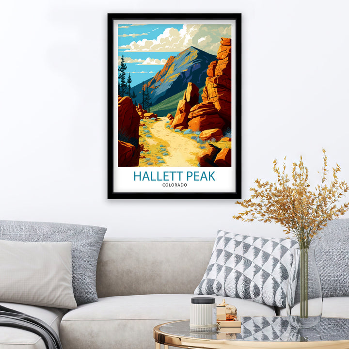 Hallett Peak Colorado Travel Poster Rocky Mountain Wall Decor Colorado Mountain Art Hallett Peak Print| Mountain Landscape Poster Colorado