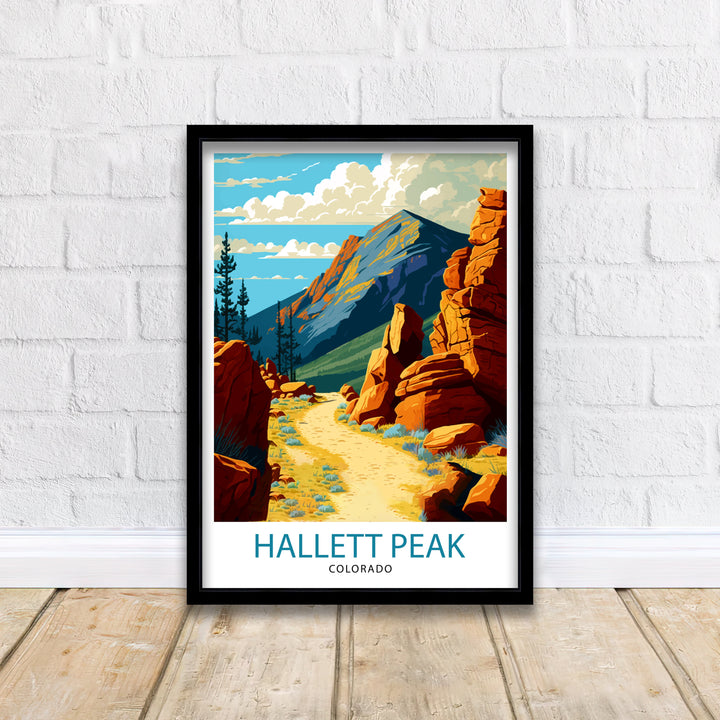 Hallett Peak Colorado Travel Poster Rocky Mountain Wall Decor Colorado Mountain Art Hallett Peak Print| Mountain Landscape Poster Colorado
