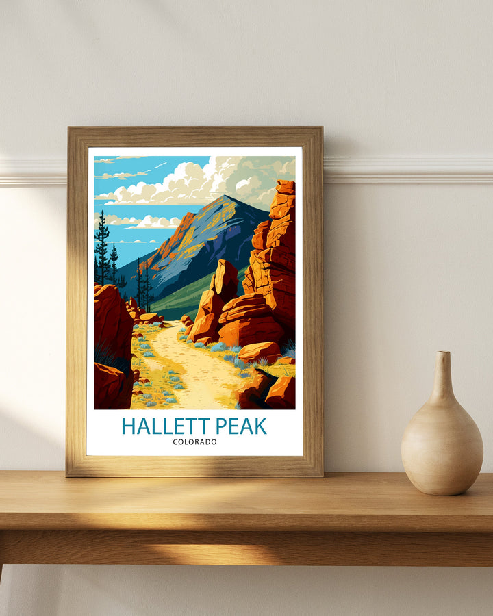Hallett Peak Colorado Travel Poster Rocky Mountain Wall Decor Colorado Mountain Art Hallett Peak Print| Mountain Landscape Poster Colorado