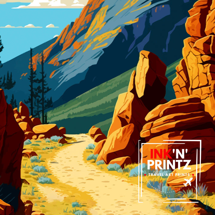 Hallett Peak Colorado Travel Poster Rocky Mountain Wall Decor Colorado Mountain Art Hallett Peak Print| Mountain Landscape Poster Colorado