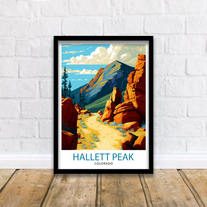 Hallett Peak Colorado Travel Poster Rocky Mountain Wall Decor Colorado Mountain Art Hallett Peak Print| Mountain Landscape Poster Colorado