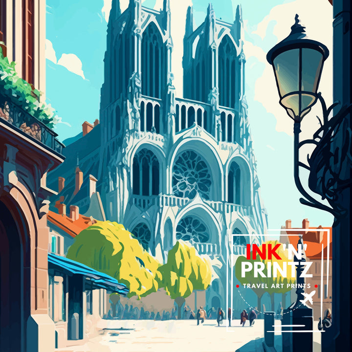 Reims France Travel Print Reims Wall Decor Reims Home Living Decor Reims France Illustration Travel Poster Gift for Reims France Home Decor