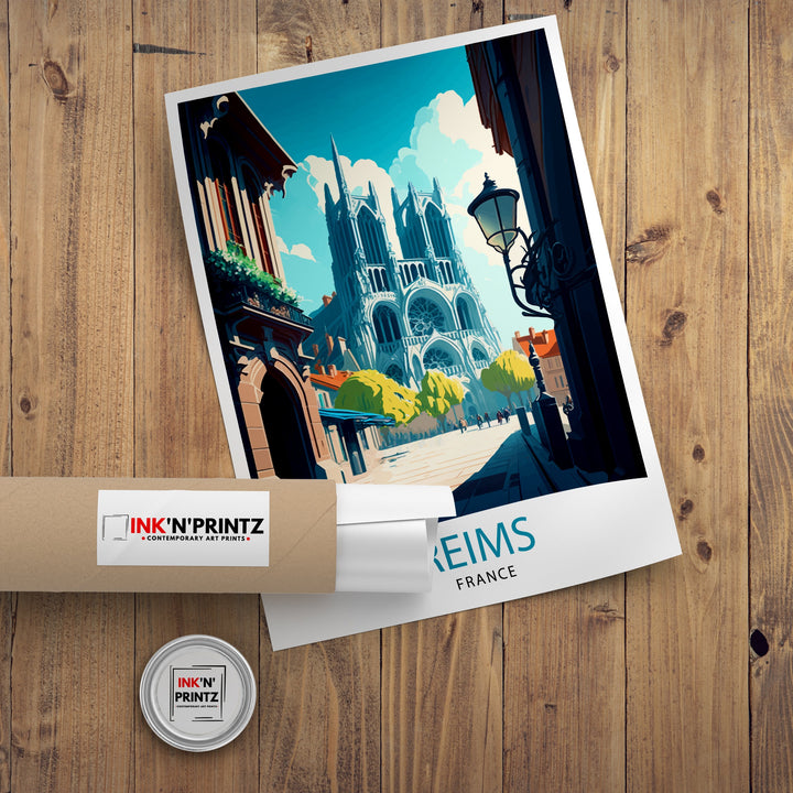 Reims France Travel Print Reims Wall Decor Reims Home Living Decor Reims France Illustration Travel Poster Gift for Reims France Home Decor