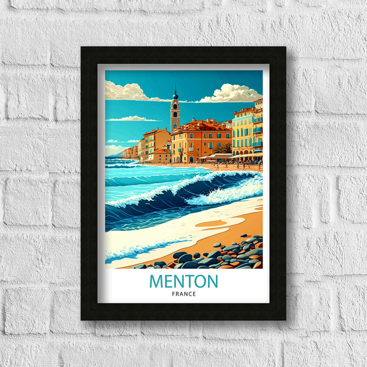 Menton France Travel Print Menton Wall Decor Menton Home Living Decor Menton France Illustration Travel Poster Gift for Menton France