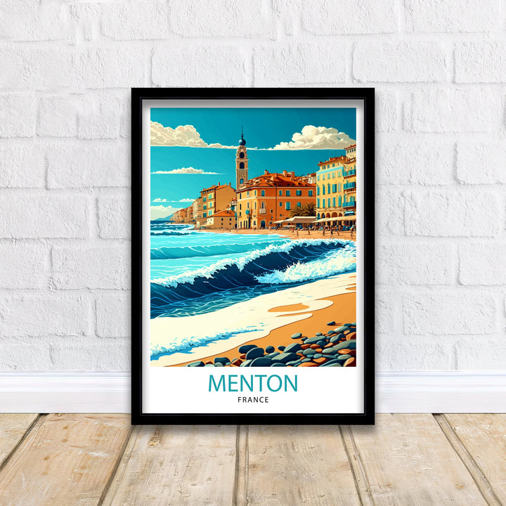 Menton France Travel Print Menton Wall Decor Menton Home Living Decor Menton France Illustration Travel Poster Gift for Menton France