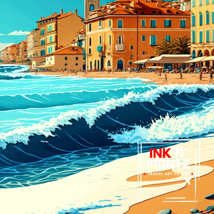 Menton France Travel Print Menton Wall Decor Menton Home Living Decor Menton France Illustration Travel Poster Gift for Menton France